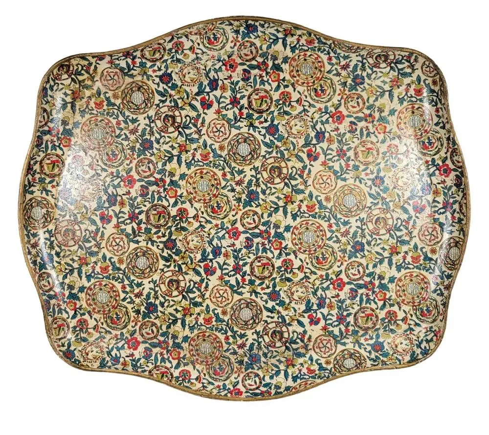 VTG Alfred E. Knobler Alcohol Proof Tray Japan Decorative Floral Design 14x12